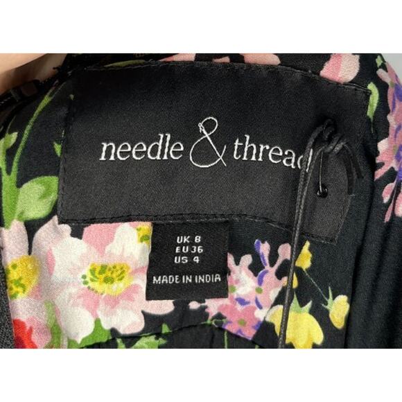 NEEDLE & THREAD Sz 8 UK 4 US Black Floral Beaded Long Maxi Dress Gown NWT - Picture 3 of 15